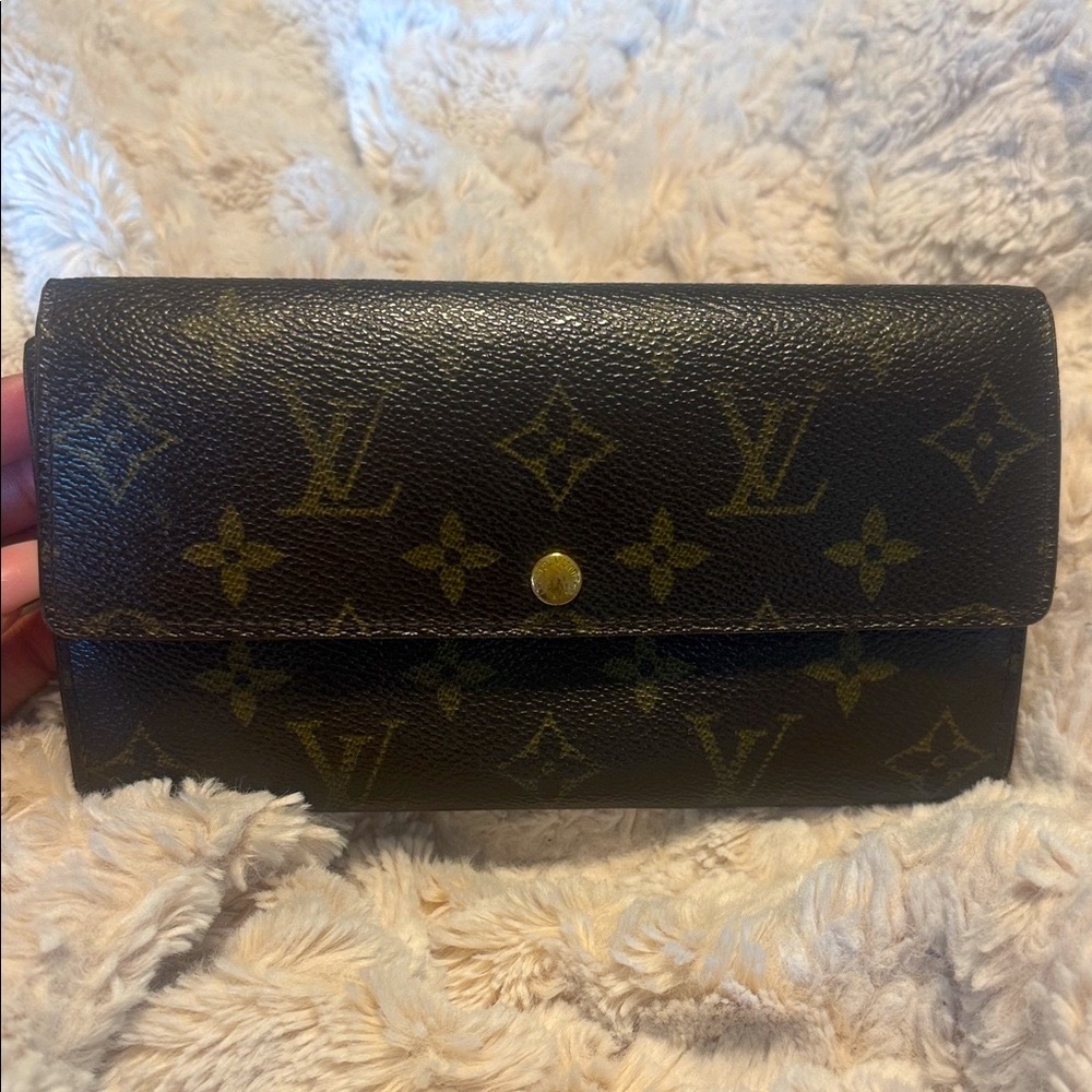 Louis Vuitton Black and Gold Monogram Wallet